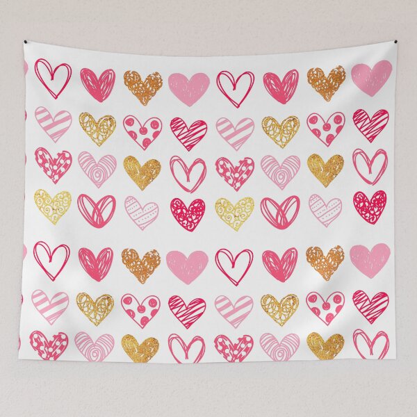 Item preview, Mixed Doodle Hearts Saint Valentine's Day - Cute Glitter & Textured Love Hearts Grid Art Print designed and sold by DesignArtist.ia.