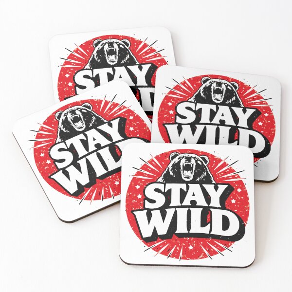 Item preview, Stay Wild Red Circle Distressed Bear Design designed and sold by STILL THINKING STUDIO.