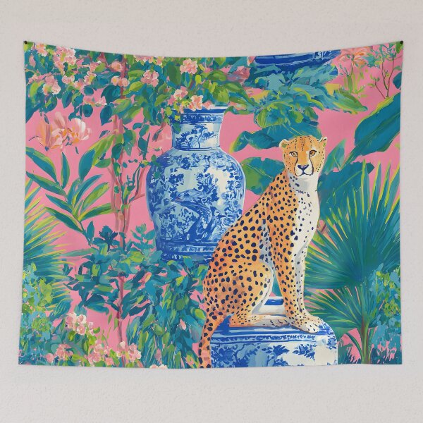 Item preview, Preppychertah on ginger jar in lush chinoiserie garden designed and sold by SophieClimaArt.