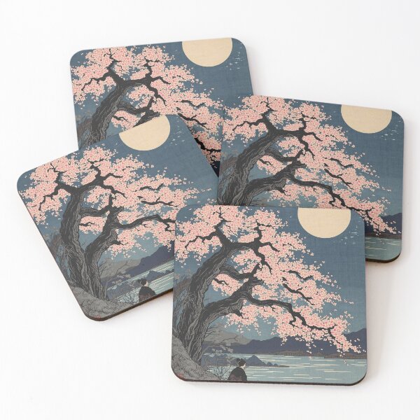 Item preview, Japanese Ukiyo-e Night Cherry Blossoms and Full Moon - Yozakura designed and sold by Vandy Fullam.