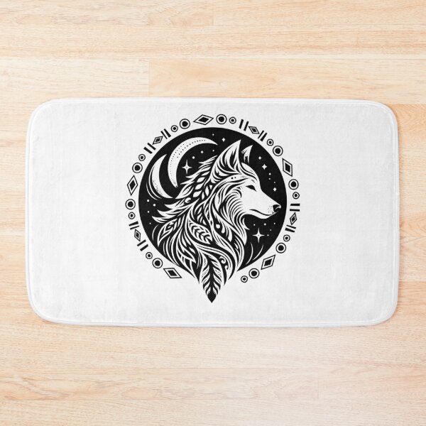 Item preview, Black Tribal Wolf Howling Moon - Minimalist Spirit Animal Tattoo Style Art. designed and sold by JoseFrancese.