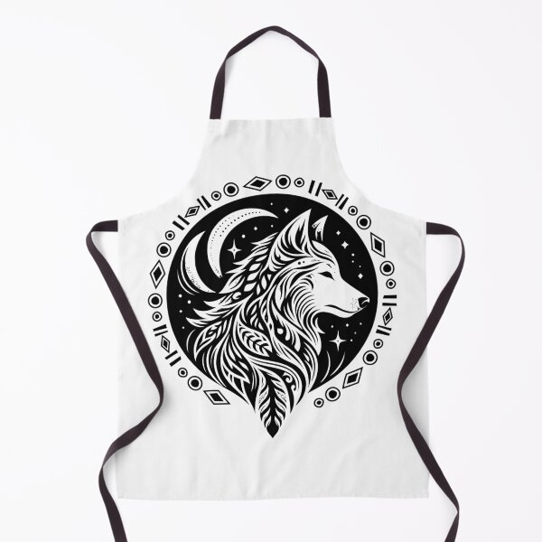 Item preview, Black Tribal Wolf Howling Moon - Minimalist Spirit Animal Tattoo Style Art. designed and sold by JoseFrancese.