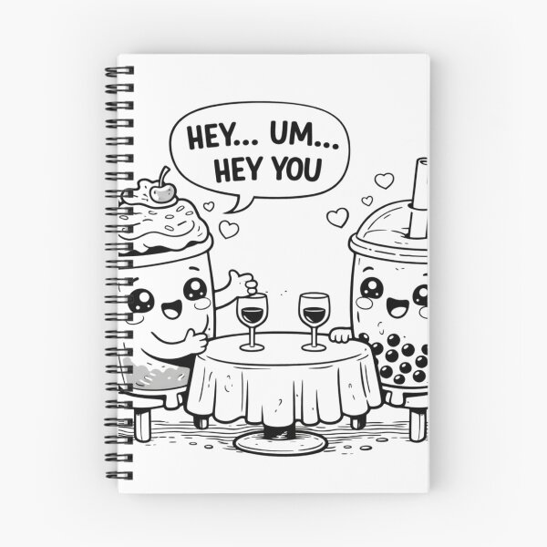 Item preview, Hey… Um… Hey You — Awkward Flirting Boba Date (Black & White) designed and sold by ComedyInkFactor.