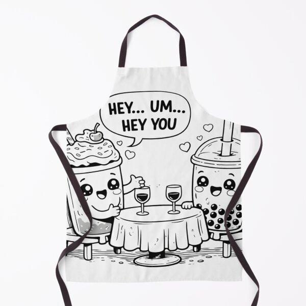 Item preview, Hey… Um… Hey You — Awkward Flirting Boba Date (Black & White) designed and sold by ComedyInkFactor.