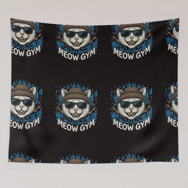 Item preview, Meow Gym - Hardcore Fitness Cat Mascot designed and sold by rjjvstudio26.