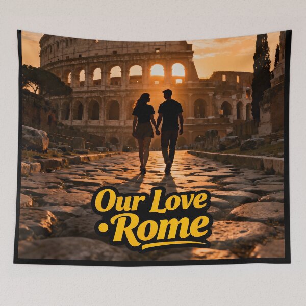 Item preview, Our Love Rome – Couple Walking Toward the Colosseum at Sunset designed and sold by FreeFromDefault.