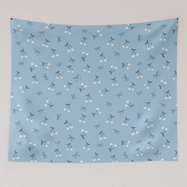 Item preview, Coquette tiny cherries and bows | Valentine cute pastel blue design designed and sold by Illustrated by Nat.