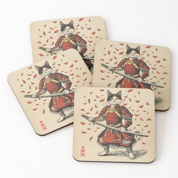 Item preview, Japanese Samurai Cat with Katana Illustration designed and sold by Leader Designer.