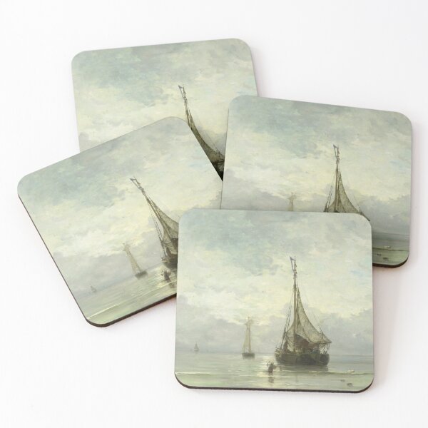Item preview, Vintage Fishing Boat Seascape Painting: Neutral Nautical Wall Art designed and sold by SavageVision.
