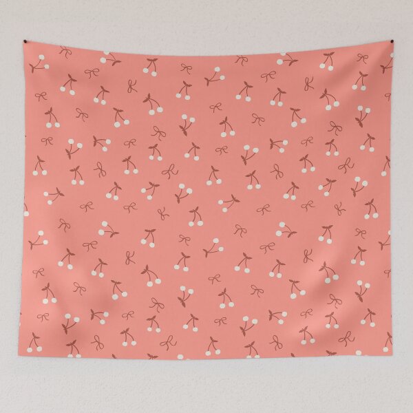 Item preview, Coquette tiny cherries and bows | Valentine cute coral design designed and sold by Illustrated by Nat.