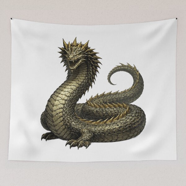 Item preview, Basilisk Mythical Creature Art — Legendary Serpent King Fantasy Illustration | Power & Dark Magic Symbol designed and sold by AlexLineArt.
