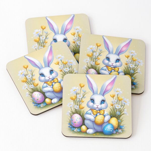 Item preview, A little white Easter bunny with his eggs. designed and sold by MissYouONLY.