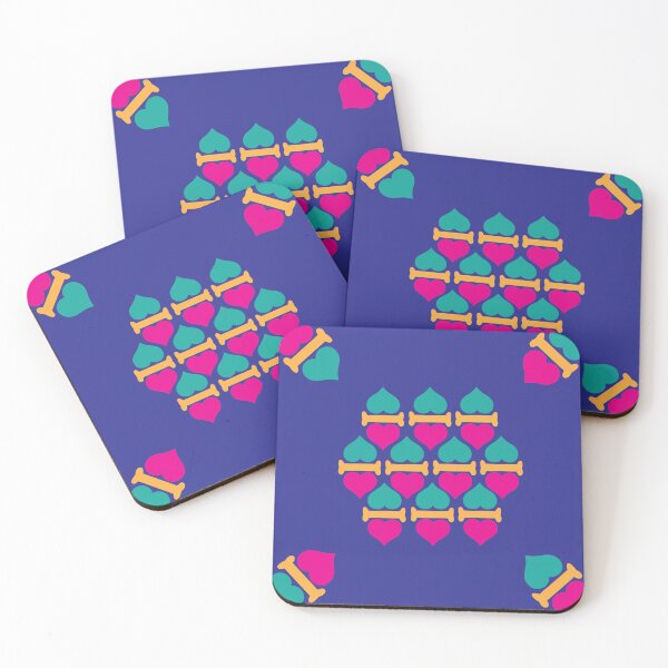 Item preview, Pink & Teal Hearts & Bones on Blue designed and sold by Digitalmyth's Designs.