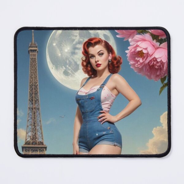 Item preview, Celestial Gardener: Giant Surreal 50s Pin-Up Watering the Moon – Pop Surrealism Art designed and sold by MissSaylor.
