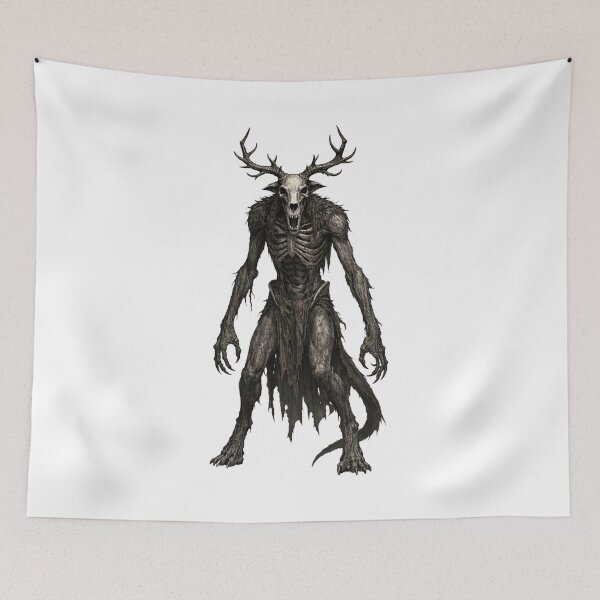 Item preview, Wendigo Mythical Creature Art — Dark Forest Spirit Horror Illustration | Ancient Curse & Fear Symbol designed and sold by AlexLineArt.