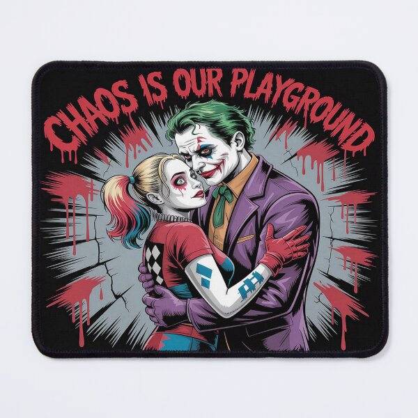 Item preview, Chaos Is Our Playground - Joker and Harley Quinn Intense Embrace Art designed and sold by Midnight Veil Designs.