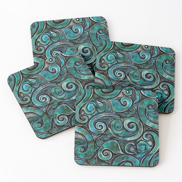 Aperçu de l'œuvre Nouvelle-Zélande Maori Paua Pattern Koru Design 779 créée et vendue par GrinGalore.