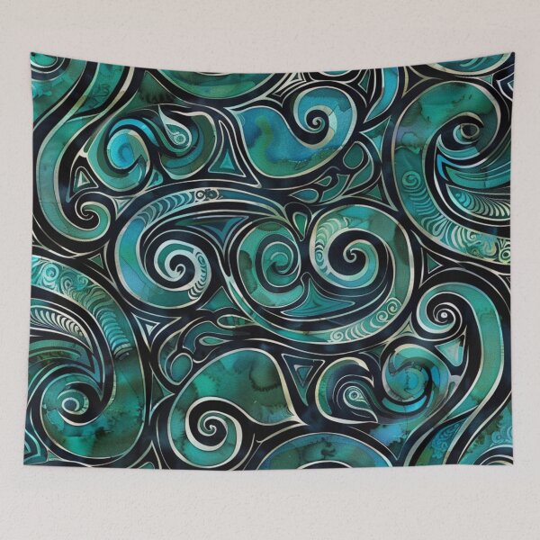 Aperçu de l'œuvre Nouvelle-Zélande Maori Paua Pattern Koru Design 779 créée et vendue par GrinGalore.