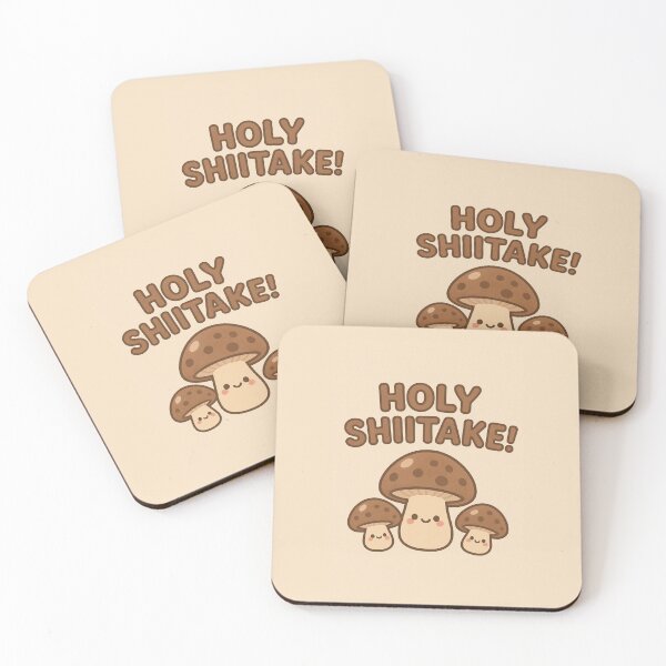 Item preview, Holy Shiitake! Cute Mushroom Pun Art | Funny Kawaii Food Illustration designed and sold by TinyGrumbles.