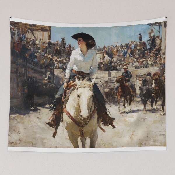 Item preview, Cowgirl Riding in Rodeo Arena designed and sold by lautir.