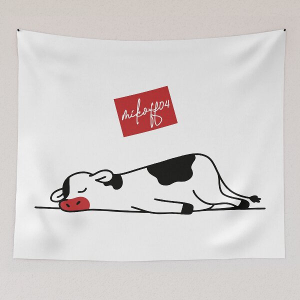 Item preview, Dreaming Cow – Minimalist Farm Art designed and sold by Mikoff04-arts.