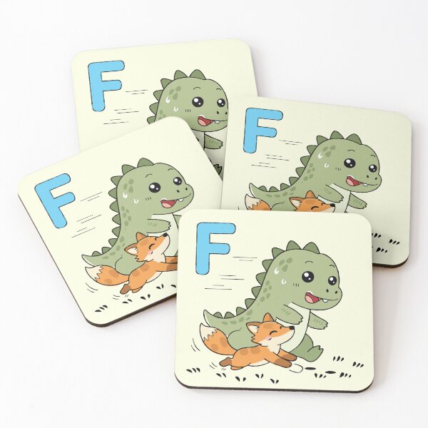 Item preview, Cute Dinosaur Alphabet F – Dino and Fox Friends Kids Illustration designed and sold by MeeraArts&Crafts.