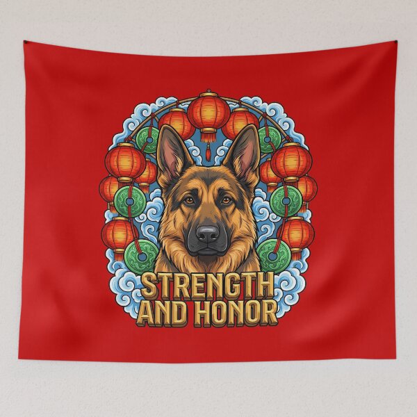 Item preview, German Shepherd Strength and Honor CNY Art designed and sold by Tong4130.