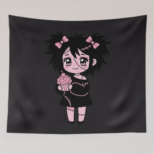 Item preview, Kawaii Pastel Goth Pink Zombie Girl with Brain Cupcake designed and sold by AwesomeBeyondLimits.