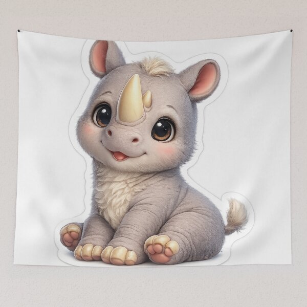 Item preview, Cute Rhino 3D Cartoon Sticker Baby Rhino Cute Sticker designed and sold by MiniPrintMagic.