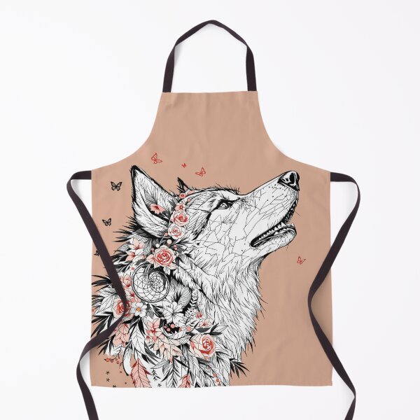 Item preview, Geometric Wolf Dreamcatcher - Boho Tribal Roses & Butterflies Art designed and sold by HappySproutArt.