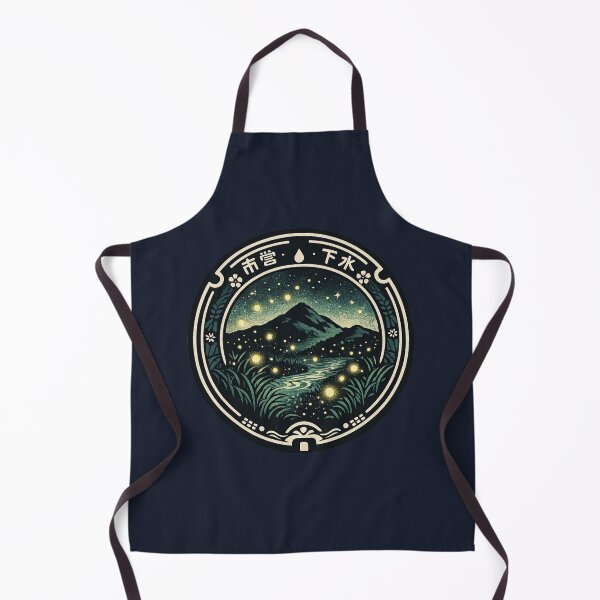 Item preview, Mountain Hotaru Manhole Cover – Vintage Japanese Night Fireflies designed and sold by Planthem.