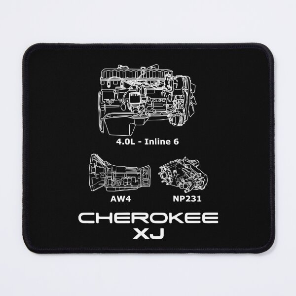 Aperçu de l'œuvre T-shirt blanc Cherokee XJ à motif mécanique créée et vendue par Off-Road-Zone.