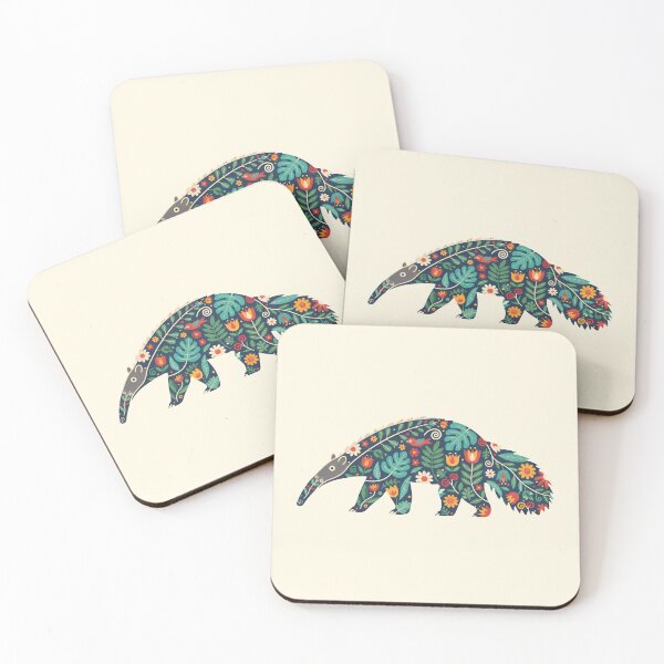 Item preview, Anteater with Floral Motifs – Hope for Wildlife Scandinavian Folk Art by heidiannemorris © designed and sold by FOLK ART FUSION by heidiannemorris.