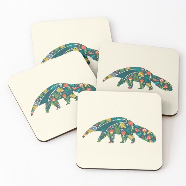 Item preview, Anteater with Floral Motifs – Hope for Wildlife Scandinavian Folk Art by heidiannemorris © designed and sold by FOLK ART FUSION by heidiannemorris.