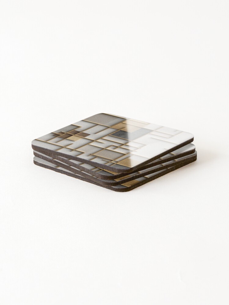 Thumbnail 4 of 5, Coasters (Set of 4), Geometric Gold Line Pattern designed and sold by BringtheGame.