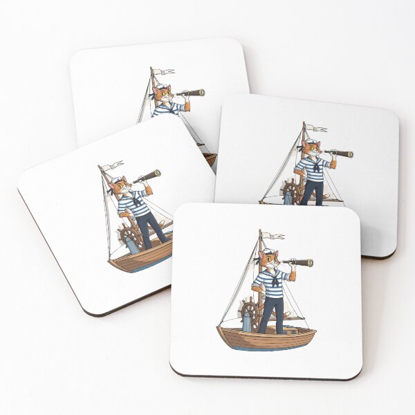 Item preview, Sailor Cat on a Boat — Nautical Captain Kitty with Telescope designed and sold by luckyyouth.