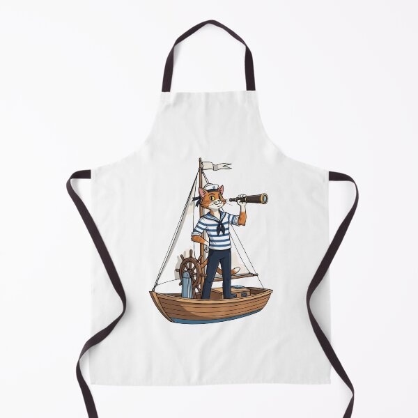 Item preview, Sailor Cat on a Boat — Nautical Captain Kitty with Telescope designed and sold by luckyyouth.