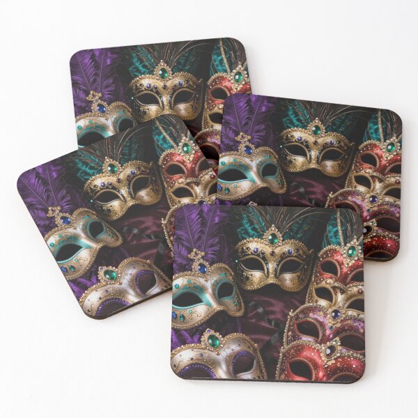 Item preview, Opulent Carnival Masks – Gold, Feathers & Jewel Tones designed and sold by Linda Roisum.