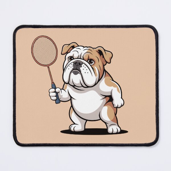 Item preview, Bulldog Playing Badminton | Funny Sports Dog Cartoon Illustration designed and sold by Royalsticker.