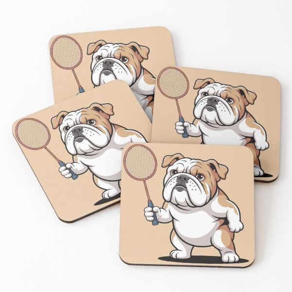 Item preview, Bulldog Playing Badminton | Funny Sports Dog Cartoon Illustration designed and sold by Royalsticker.