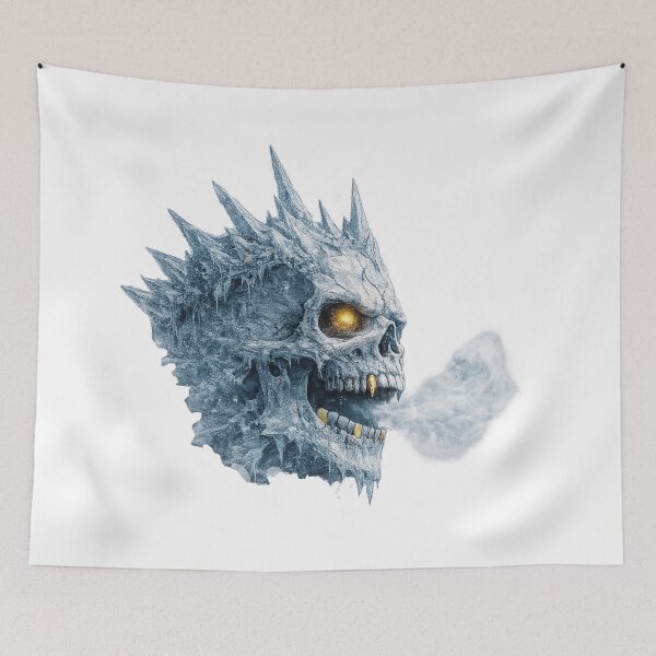 Item preview, Ice Skull Profile – Frozen Side View Skull with Golden Eye and Cold Breath designed and sold by BoldLineDesign.