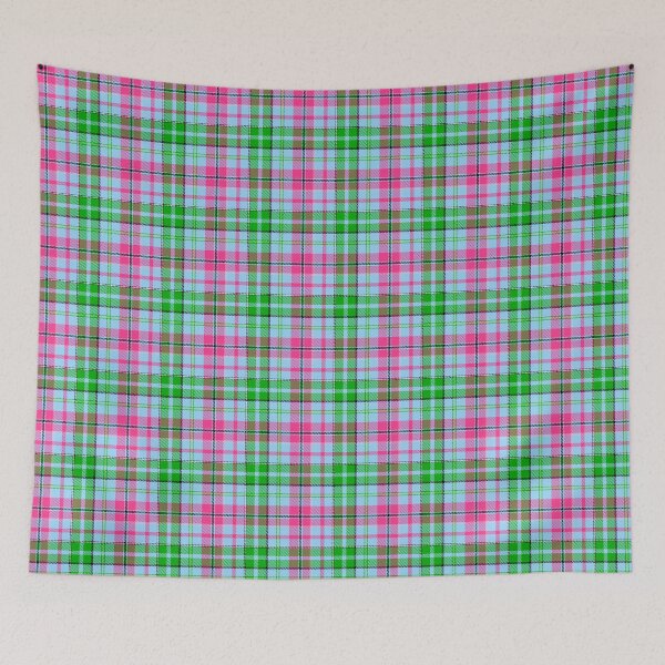 Item preview, Pink and Green Tartan Plaid On Blue Background  designed and sold by PatternTitan.