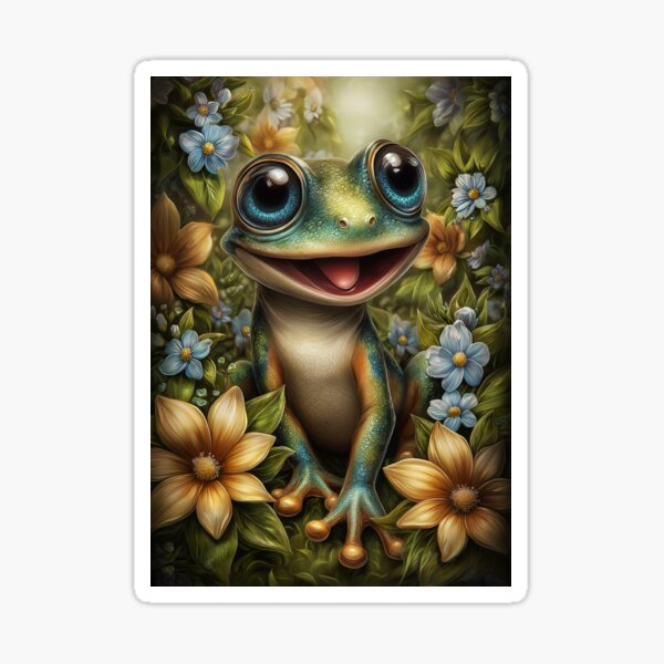 Item preview, Happy Frog in Floral Setting designed and sold by PetsArt.