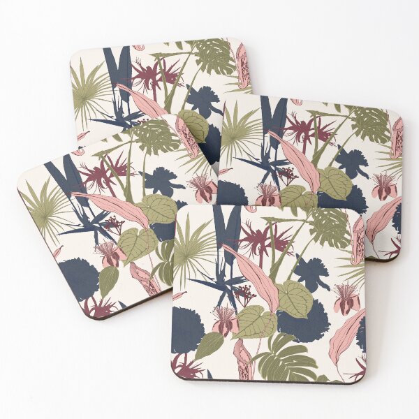 Item preview, Tropical flowers line background.  designed and sold by MatyKotiv.