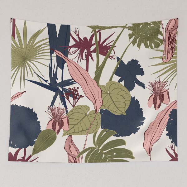 Item preview, Tropical flowers line background.  designed and sold by MatyKotiv.