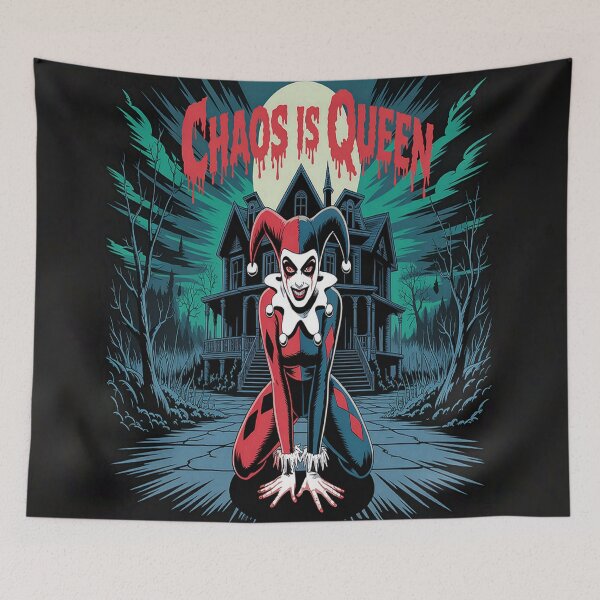 Item preview, Chaos Is Queen - Harley Quinn Haunted House Horror Art designed and sold by Midnight Veil Designs.
