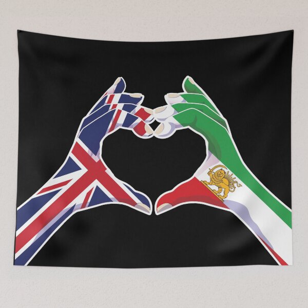 Item preview, British–Iranian Unity | Heart Hands with Lion and Sun designed and sold by FlagX.