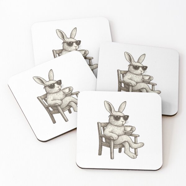 Item preview, Cool Vintage Rabbit with Coffee & Sunglasses designed and sold by luckyyouth.