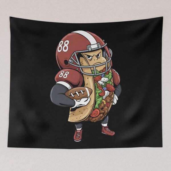 Item preview, Funny Taco American Football Player Sports Mascot Mexican Food designed and sold by DrawHandArt.