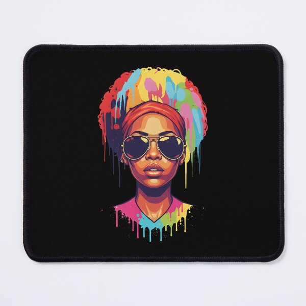 Item preview, Colorful African Woman Afro Feminin power Vibrant Drip Paint Aesthetic designed and sold by DrawHandArt.